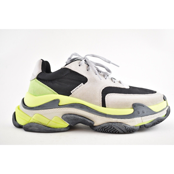 Balenciaga Triple S Mens V2 Black Grey Jaune Nylon Speed Trainer Sneaker 42 US 9 - Picture 2 of 9